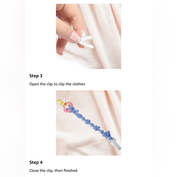 Silicone Pacifier Clip Holder with One Piece Design, Pack of 2 (Pink+Apricot) - Picture 11 of 13